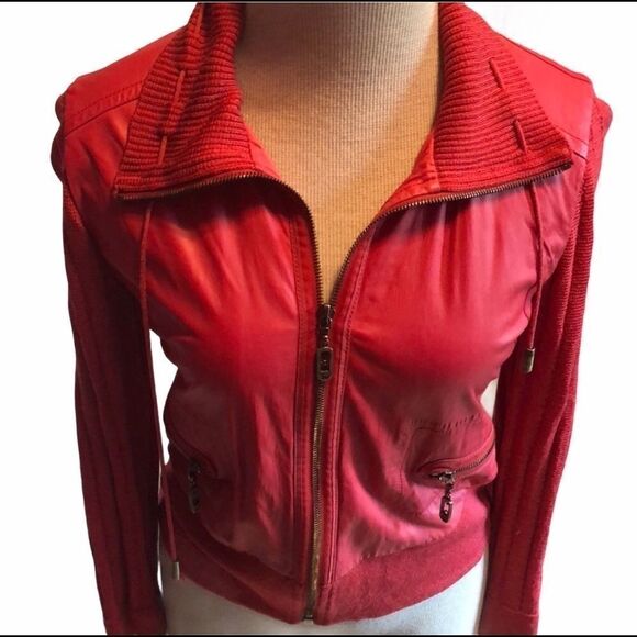 St John Sport leather nylon jacket sz P - Picture 1 of 9